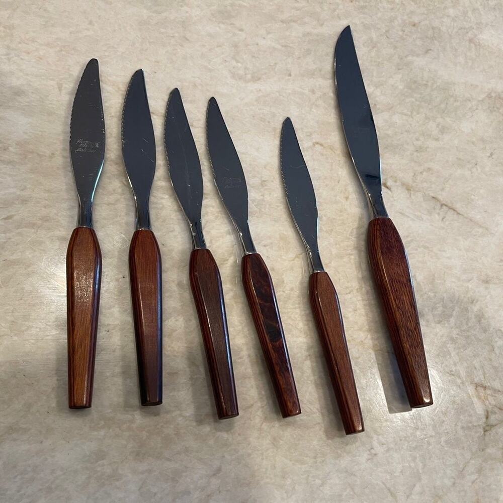 MCM Danish style Fleetwood wood handled knives set of 6